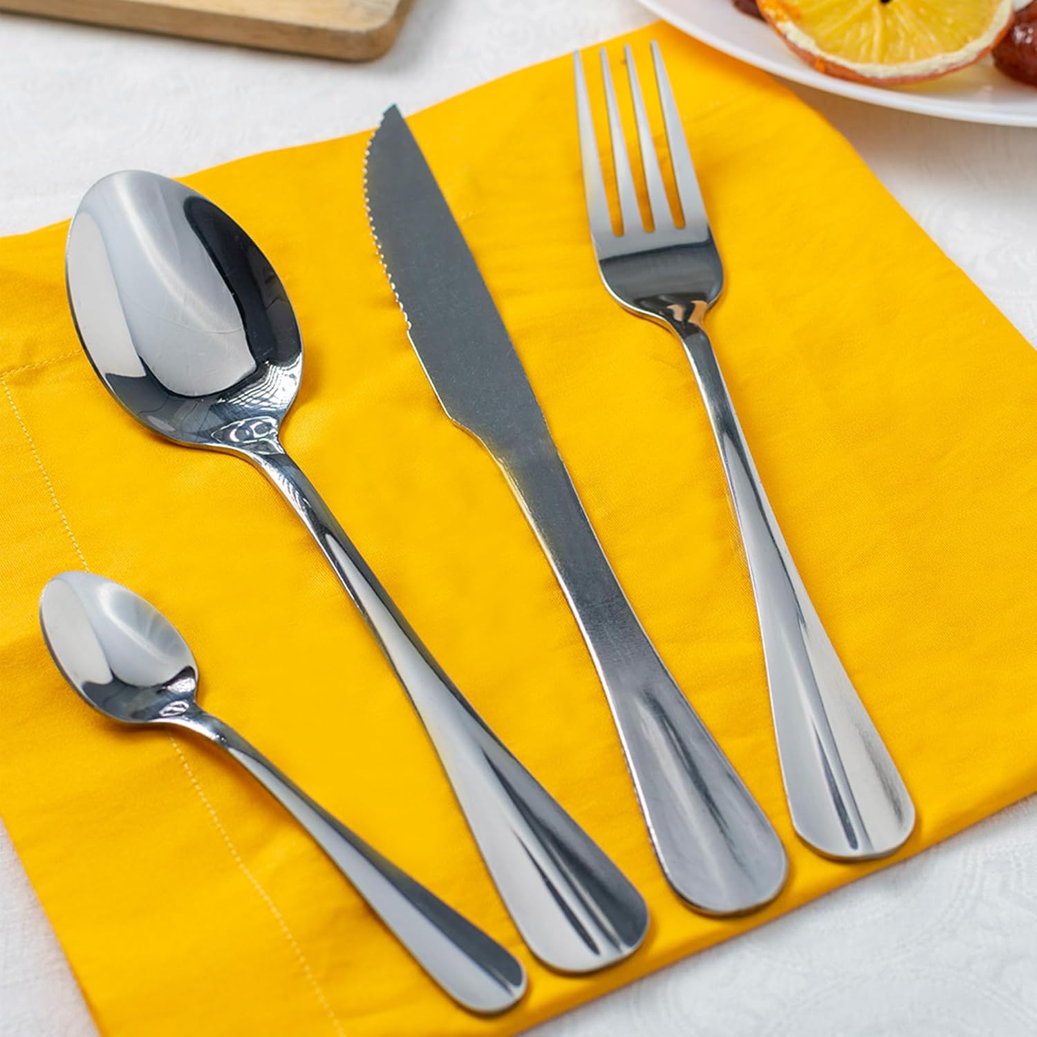 LYOR - Faqueiro de Aço Inox Positano 24 Peças - Jogos de Talheres - Mesa Posta - Utensílios de Cozinha, Enxoval, Casamento, Decoração