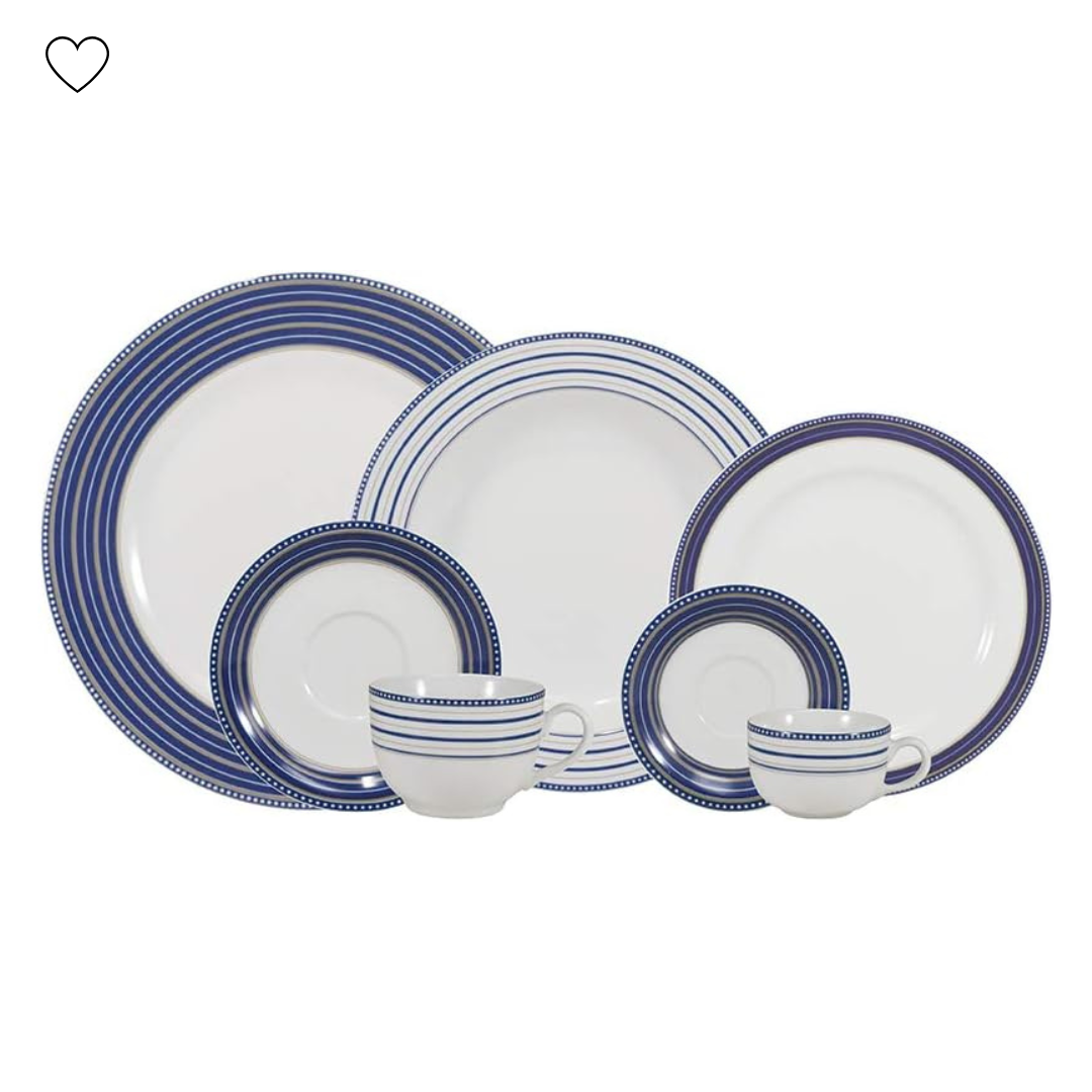 Aparelho de Jantar  Azul Royale Chá e Café - Serve 06 pessoas