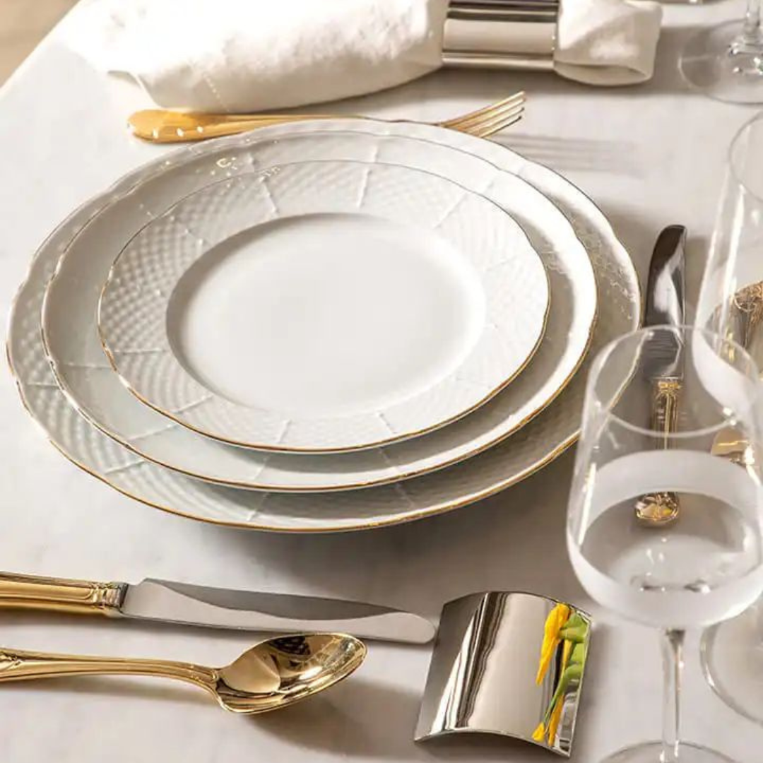 Aparelho de Jantar Branco Ouro - Serve 06 pessoas