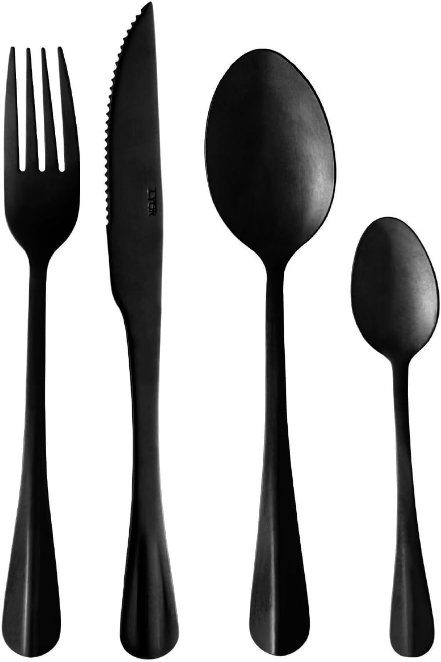 LYOR - Faqueiro de Aço Inox Positano 24 Peças - Jogos de Talheres - Mesa Posta - Utensílios de Cozinha, Enxoval, Casamento, Decoração