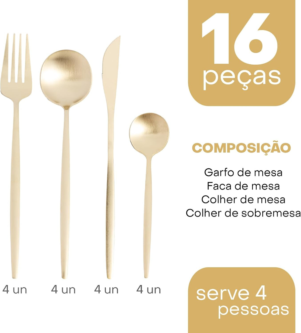 LYOR - Faqueiro 16 Peças de Aço Inox Ópera - Jogo de Talheres