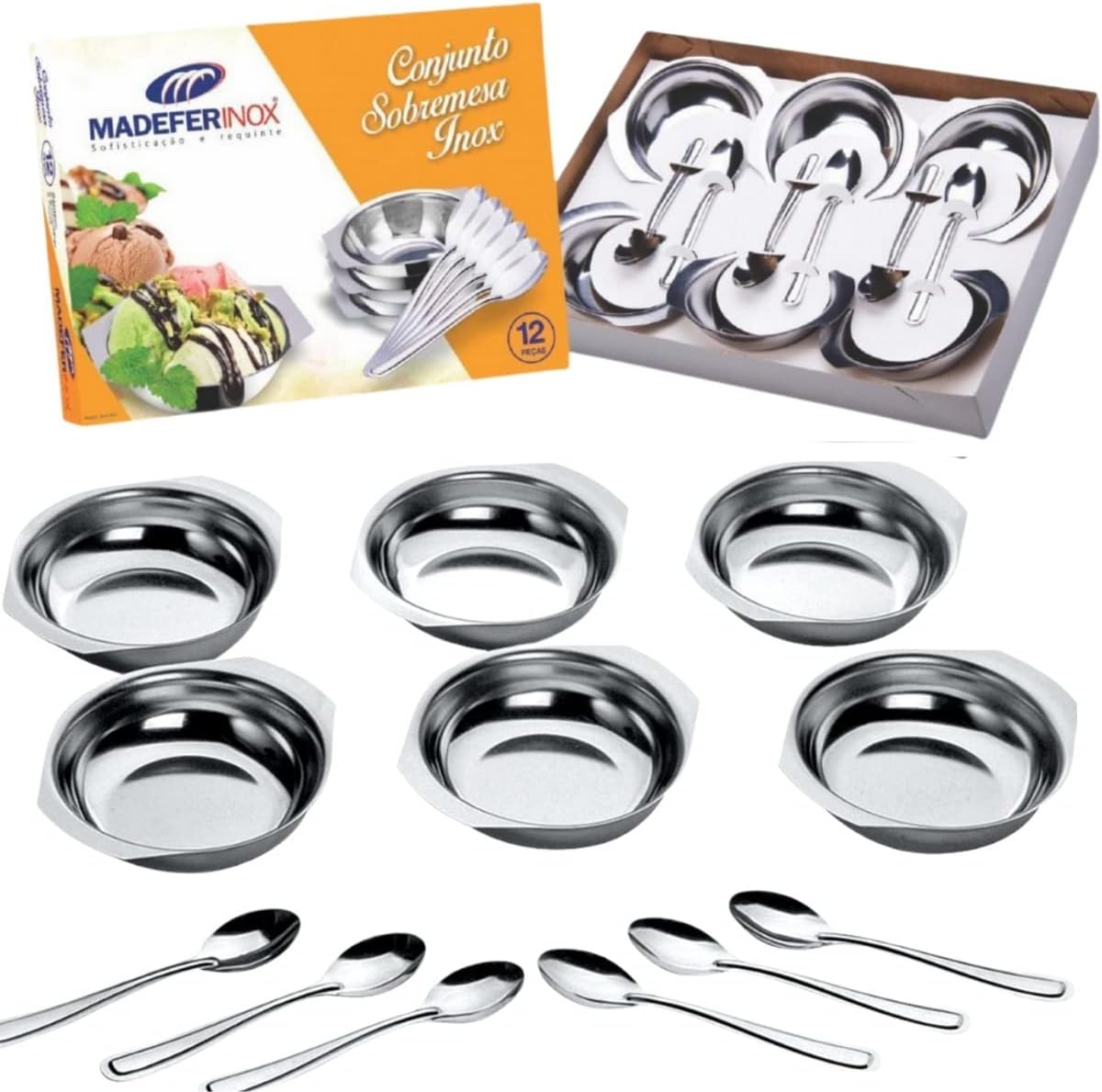 Madefer Inox Conjunto para Sobremesa 12 Peças