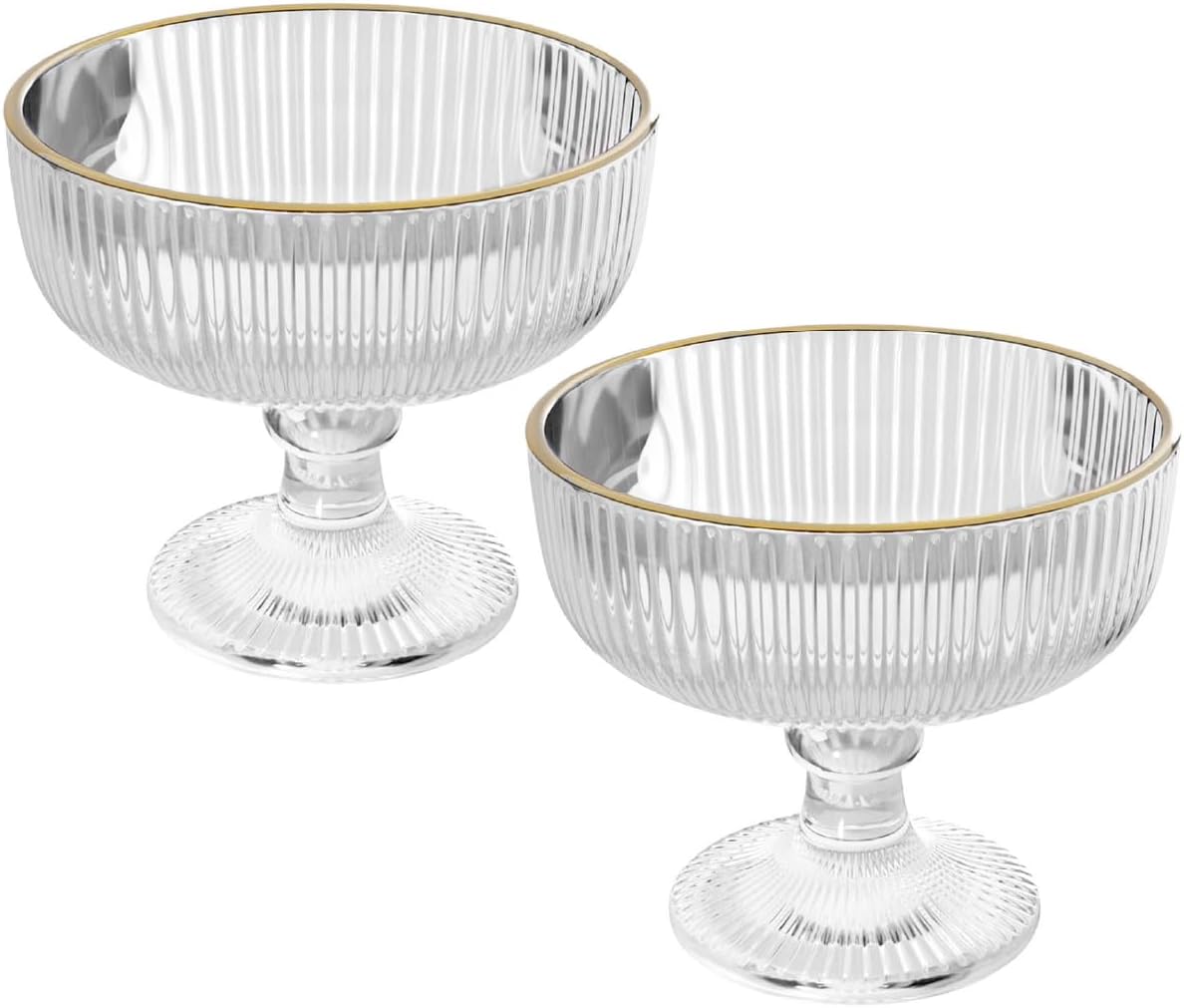 WOLFF - Conjunto 6 Taças de Vidro para Sobremesa com Fio de Ouro Lines 320ml