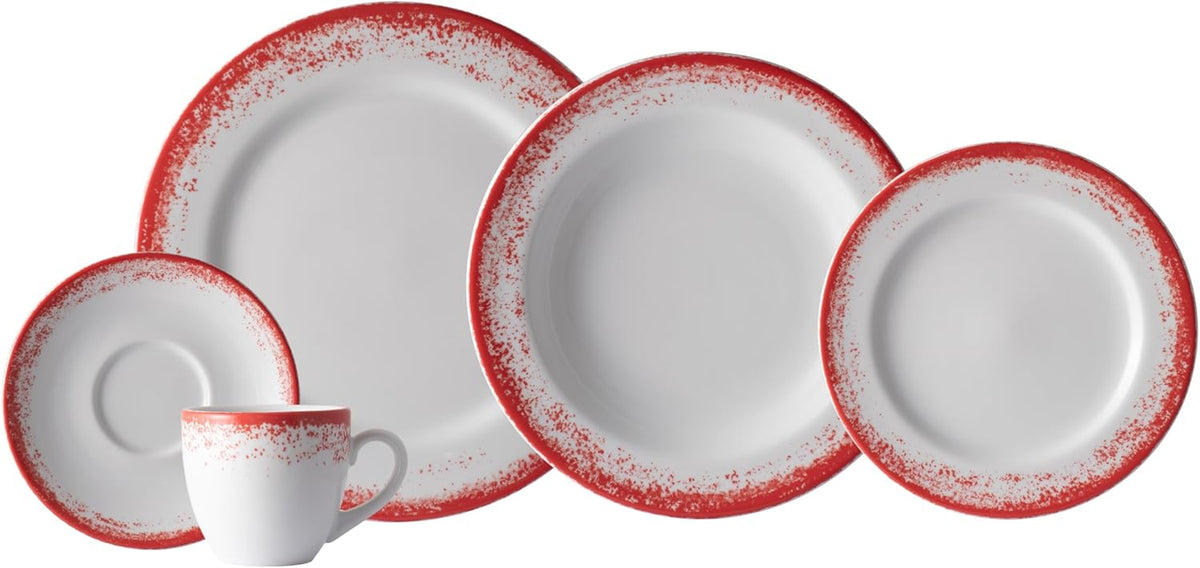 Aparelho de Jantar  Névoa Vermelho - Serve 06 pessoas