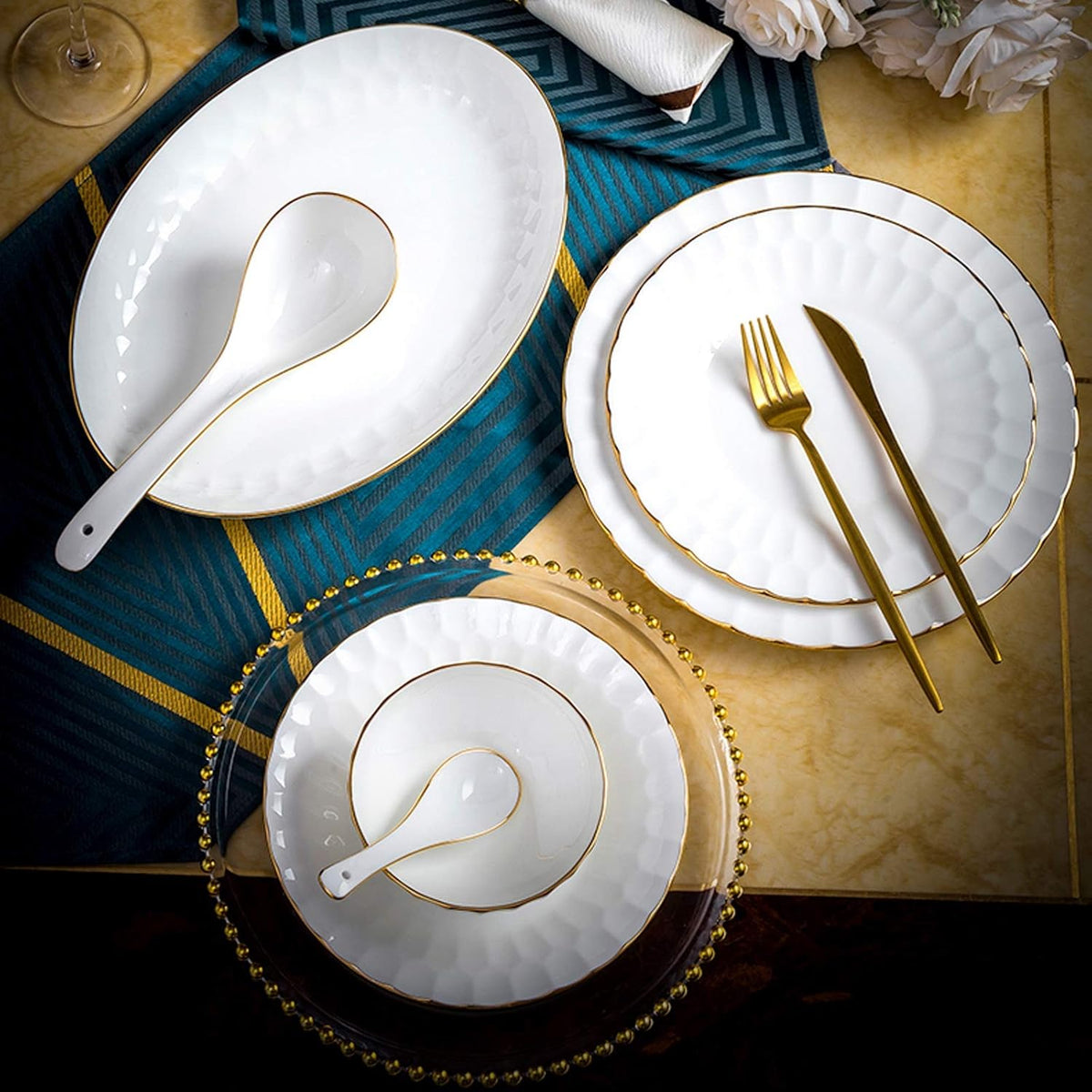 Aparelho de Jantar Clássic - Branco Puro Dourado / OFERTA MÊS DAS MÃES