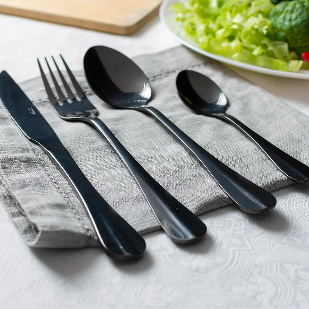 LYOR - Faqueiro de Aço Inox Positano 24 Peças - Jogos de Talheres - Mesa Posta - Utensílios de Cozinha, Enxoval, Casamento, Decoração
