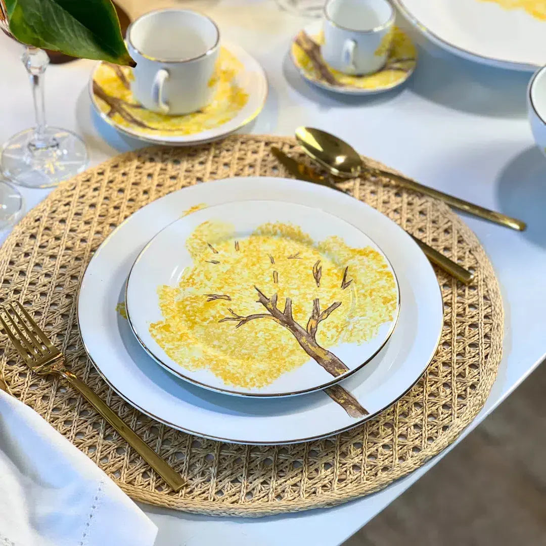 Aparelho de Jantar Cerâmica Ypê Amarelo - Serve 06 pessoas