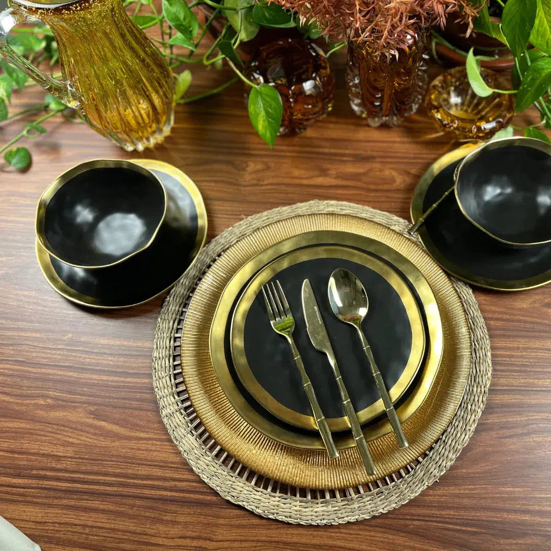 Aparelho de Jantar Marroquino Dourado - Serve 06 pessoas