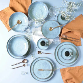 Aparelho de Jantar  Orgânico Azul Retrô  - Servir 06 pessoas