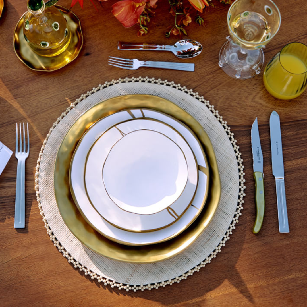 Aparelho de Jantar Gold White - Serve 06 pessoas