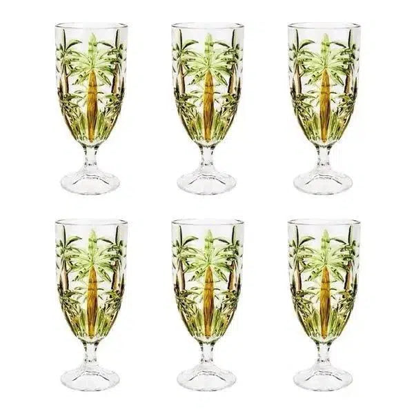 Kit Promocional: Linha Palm Tree Handpaint (Jarra + 6 Taças + 6 Copos Baixos)