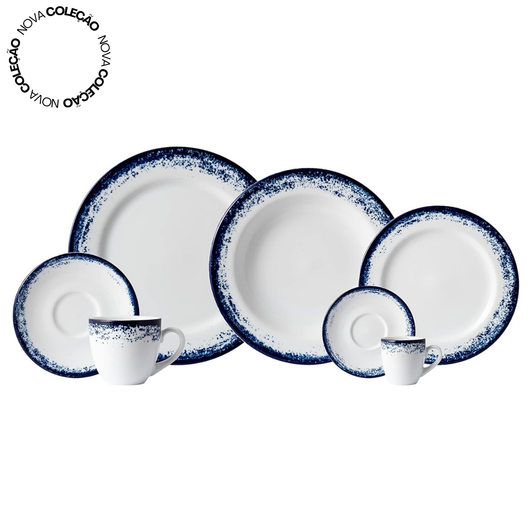 Aparelho de Jantar Decoração Névoa - Serve 06 pessoas